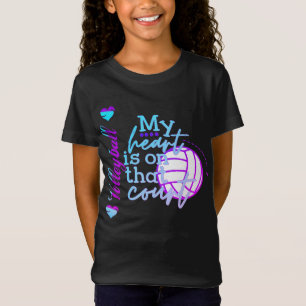 T-Shirt Les filles Volleyball Mon coeur est sur ce tribuna