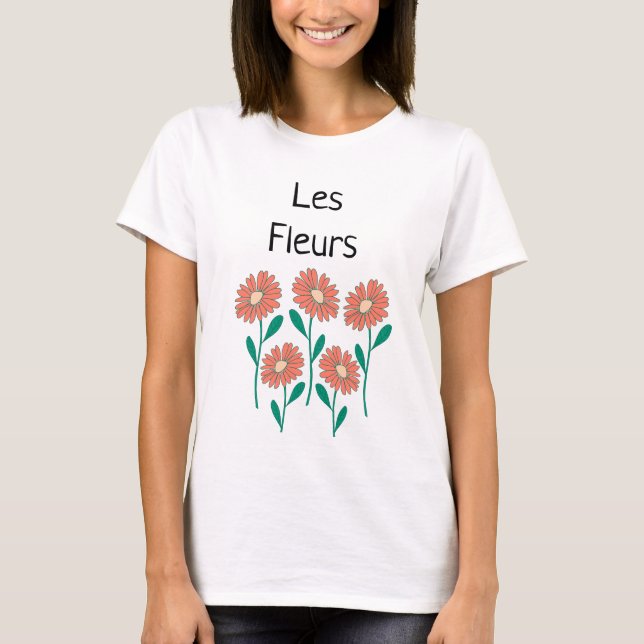 T-shirt Les Fleurs Floral Rose Peach Green (Devant)