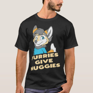 T-shirt Les Furies Donnent Huggies Furry Hug Funny Mignonn
