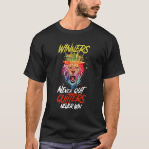 T-shirt Les gagnants du lion n'arrêtent jamais la motivati