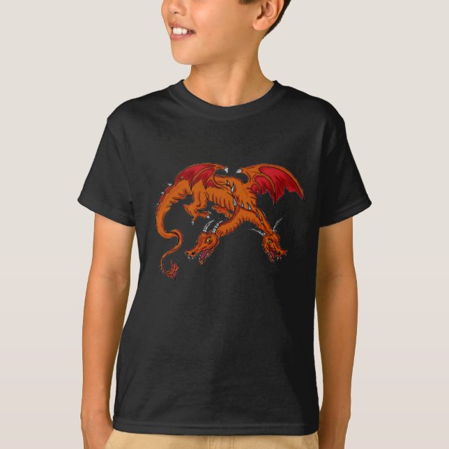 T-shirt Les garçons deux ont dirigé la chemise de dragon (Devant)