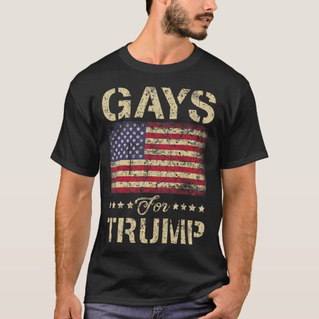 T-shirt Les Gays Pour Les Étoiles Trump Et Le Drapeau Amér (Devant)