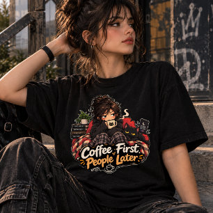 T-shirt Les gens après le café en premier Hilarant Introve