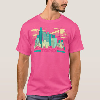 T-shirt Les gratte-ciels Colorés De Tokyo Et Les Cerisiers