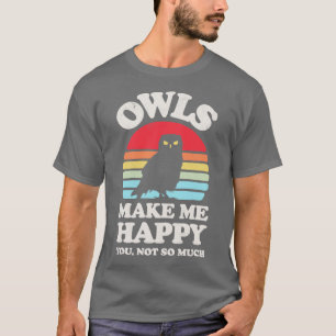 T-shirt Les hiboux me rendent heureux Sunset Retro pour ho