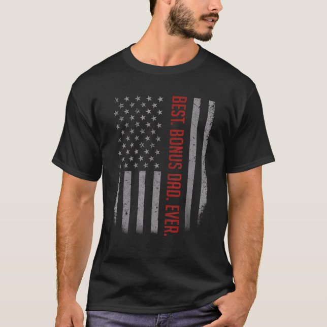 T-shirt Les Hommes Meilleur Bonus Papa Jamais Drapeau Amér (Devant)
