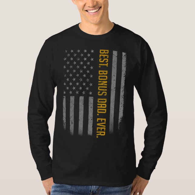 T-shirt Les Hommes Meilleur Bonus Papa Jamais Drapeau Amér (Devant)
