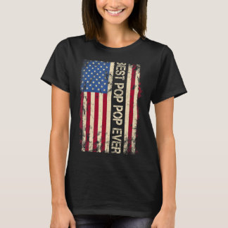 T-shirt Les Hommes Meilleur Pop Pop Jamais Us Drapeau Amér