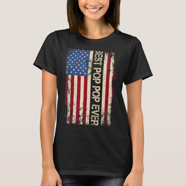 T-shirt Les Hommes Meilleur Pop Pop Jamais Us Drapeau Amér (Devant)