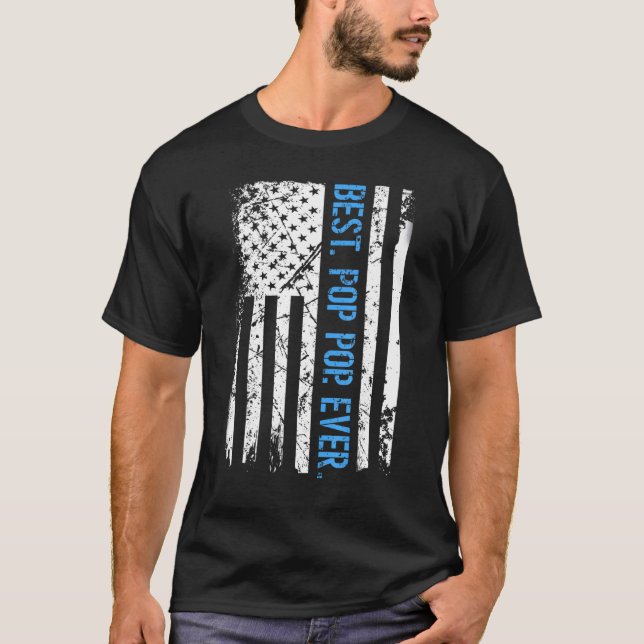 T-shirt Les Hommes Meilleur Pop Pop Jamais Us Drapeau Amér (Devant)
