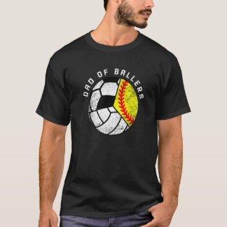 T-shirt Les Hommes Papa De Ballers Softball Volleyball Soc