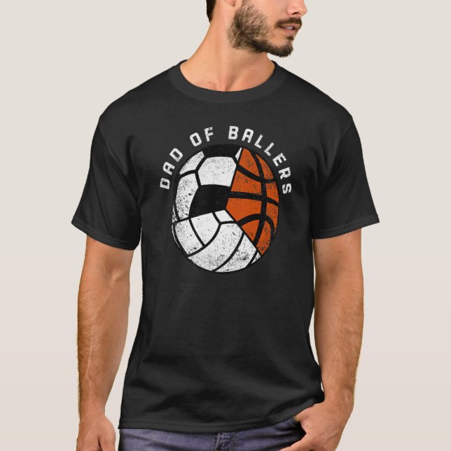 T-shirt Les Hommes Papa De Ballers Volleyball Soccer Baske (Devant)