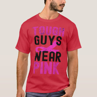 T-shirt Les Hommes Tough Portent Du Ruban Rose Octobre Bre
