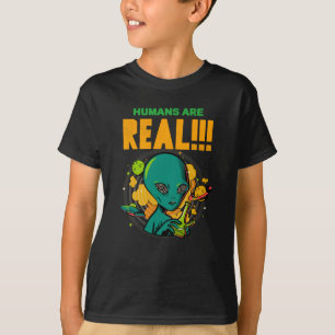 T-shirt Les humains sont RÉELS!!!!!! Illustrateur d'alien 