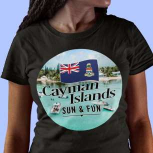 T-shirt "Les Îles Caïmans Soleil & Amusement" Avec Drapeau