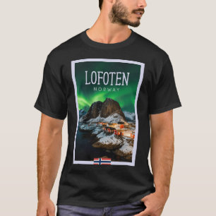T-shirt Les îles Lofoten Norvège - Aurore boréale nocturne