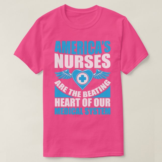 T-shirt Les infirmières américaines sont le coeur battant  (Design devant)