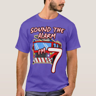 T-shirt Les Jeunes Fire Truck 7th Birthday Sound The Alert