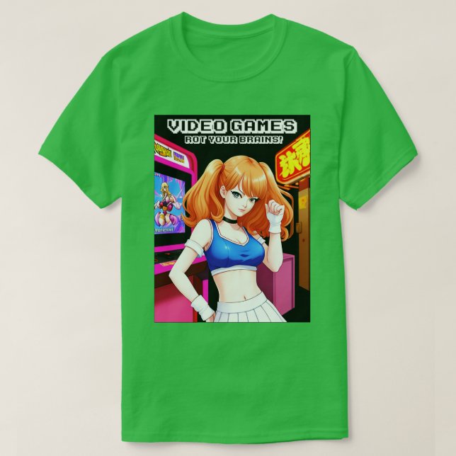 T-shirt Les jeux vidéo pourrissent vos cerveaux 70 (Design devant)