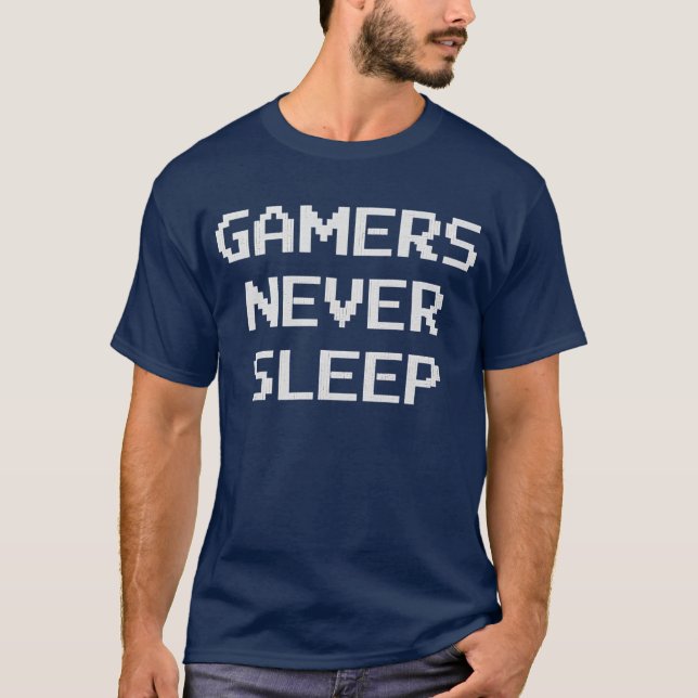 T-shirt Les joueurs ne dorment jamais Amoureux de jeux amu (Devant)