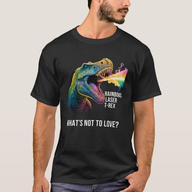 T-shirt Les lasers Rainbows et Rex Ce qui n'aime pas Dinos (Devant)