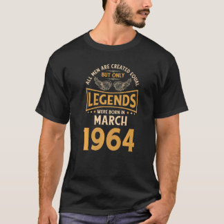 T-shirt Les Légendes D'Anniversaire Sont Nées En Mars 1964