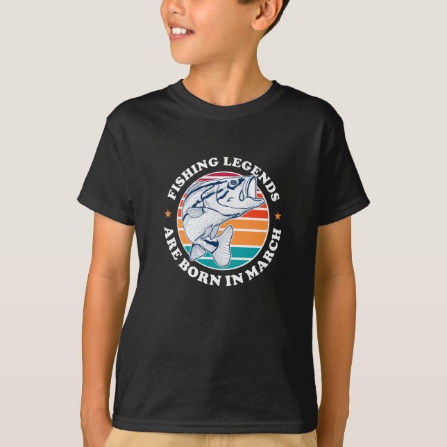 T-shirt Les légendes de la pêche naissent en mars (Devant)