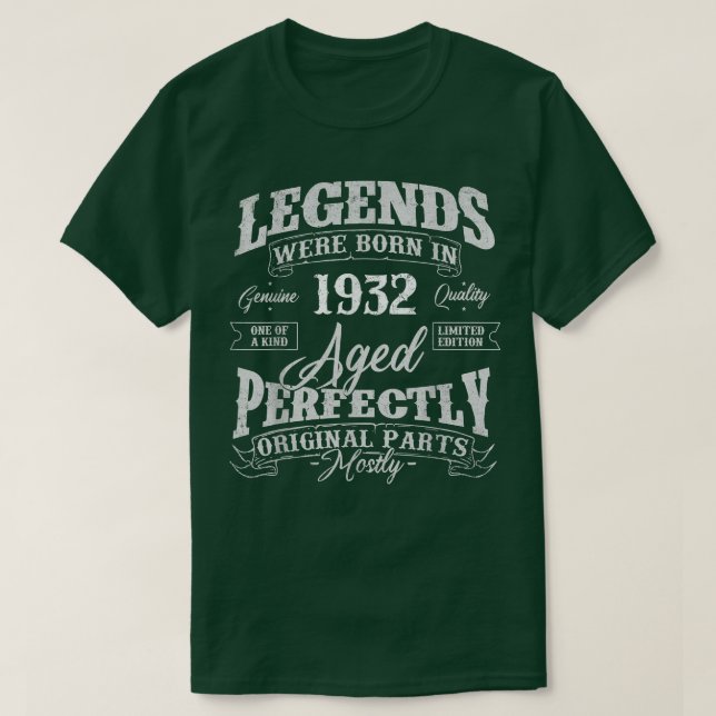 T-shirt Les Légendes Sont Nées En 1932 Année De Naissance  (Design devant)