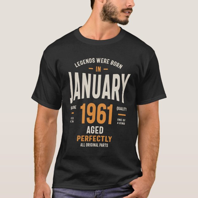 T-shirt Les Légendes Sont Nées En Janvier 1961 Cadeau Anni (Devant)