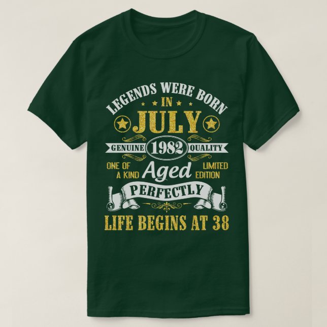 T-shirt Les Légendes Sont Nées En Juillet 1982 Âge De Qual (Design devant)