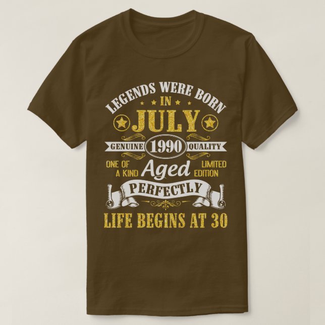 T-shirt Les Légendes Sont Nées En Juillet 1990 Âge De Qual (Design devant)