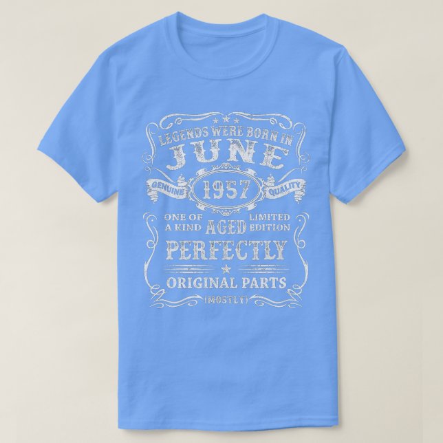 T-shirt Les Légendes Sont Nées En Juin 1957 65e Anniversai (Design devant)