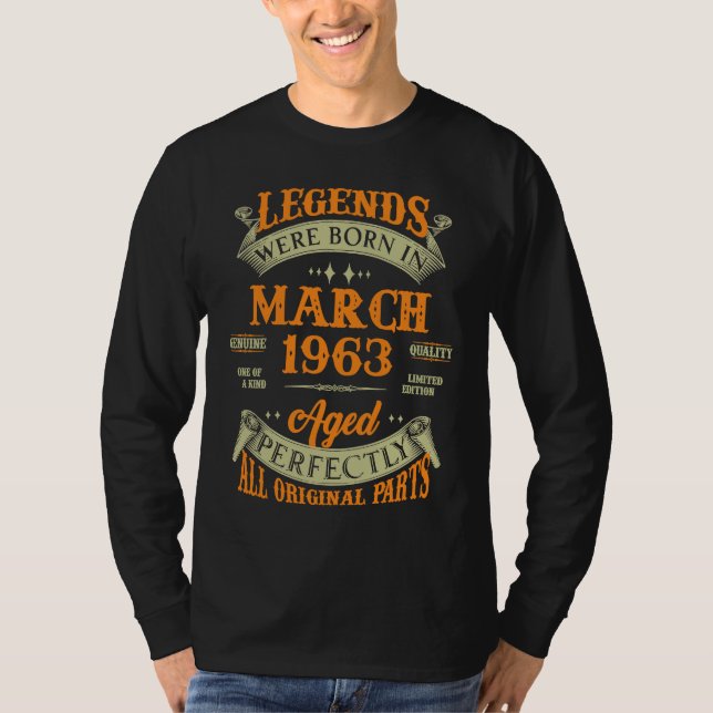 T-shirt Les légendes sont nées en mars 1963 (Devant)