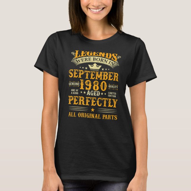 T-shirt Les Légendes Sont Nées En Septembre 1980 42 Ans 42 (Devant)