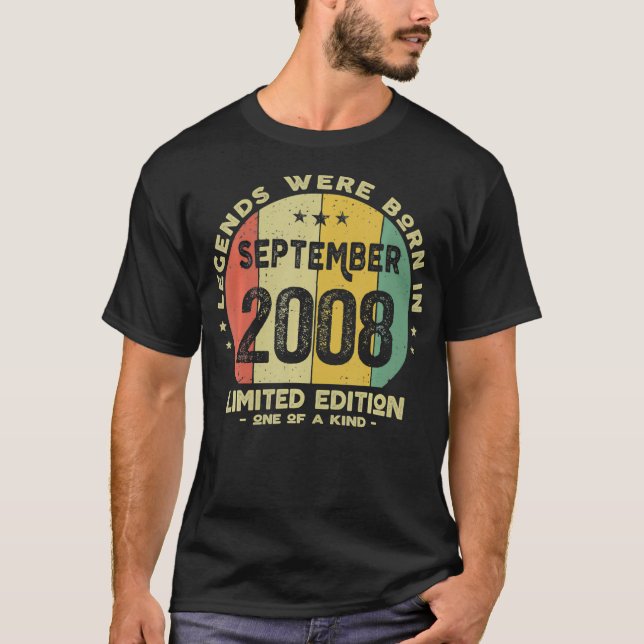 T-shirt Les Légendes Sont Nées En Septembre 2008 Adolescen (Devant)