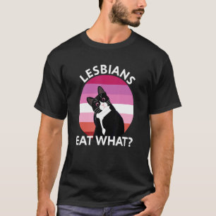 T-shirt Les lesbiennes mangent ce mignon chat noir Couleur