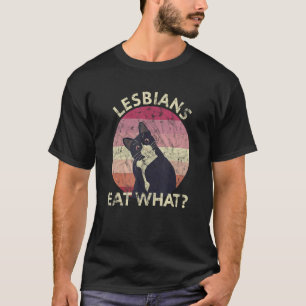 T-shirt Les lesbiennes mangent ce mignon chat noir couleur