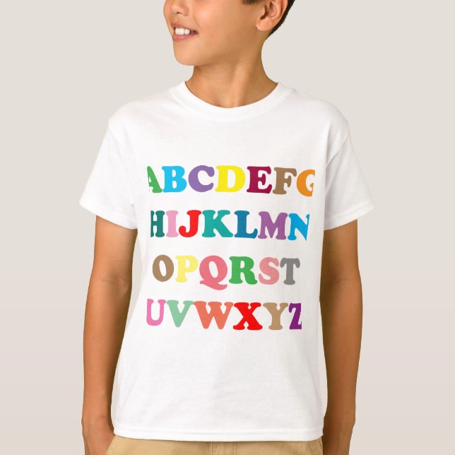 T-shirt Les lettres colorées d'ABC (Devant)
