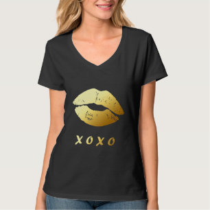 T-shirt Les lèvres élégantes XOXO d'or étreint des bai