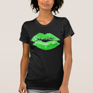 T-shirt Les lèvres vertes m'embrassent que je suis chemis