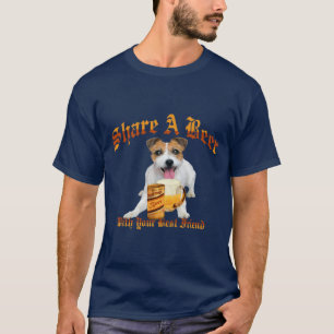T-shirt les longs cheveux Jack Russell partagent une bièr