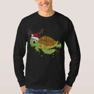 T-shirt Les lumières de Noël de la tortue de mer Drôle San