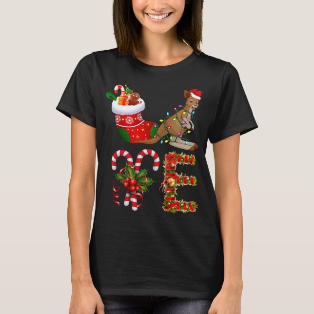 T-shirt Les lumières de Noël du Kangourou ont conduit Funn (Devant)
