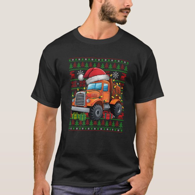 T-shirt Les lumières de Noël laid Santa Chapat Constructio (Devant)