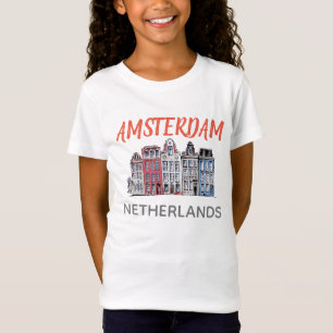 T-Shirt Les maisons de Pays-Bas Row d'Amsterdam, les fille