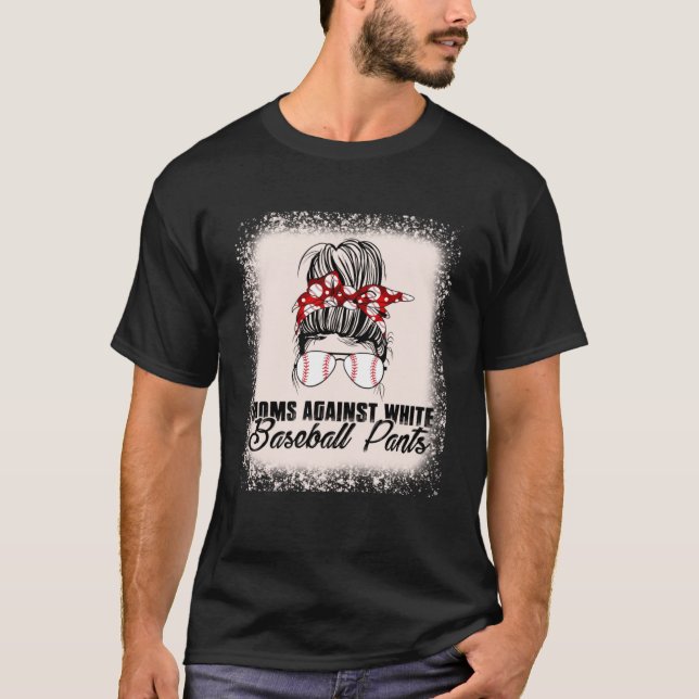T-shirt Les mamans contre les pantalons de baseball blanc  (Devant)