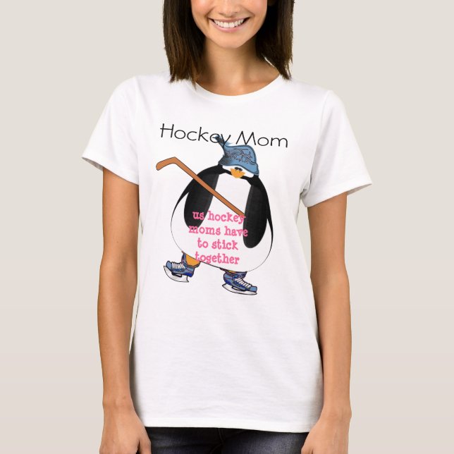 T-shirt Les mamans de hockey sur pingouin doivent s'unir (Devant)