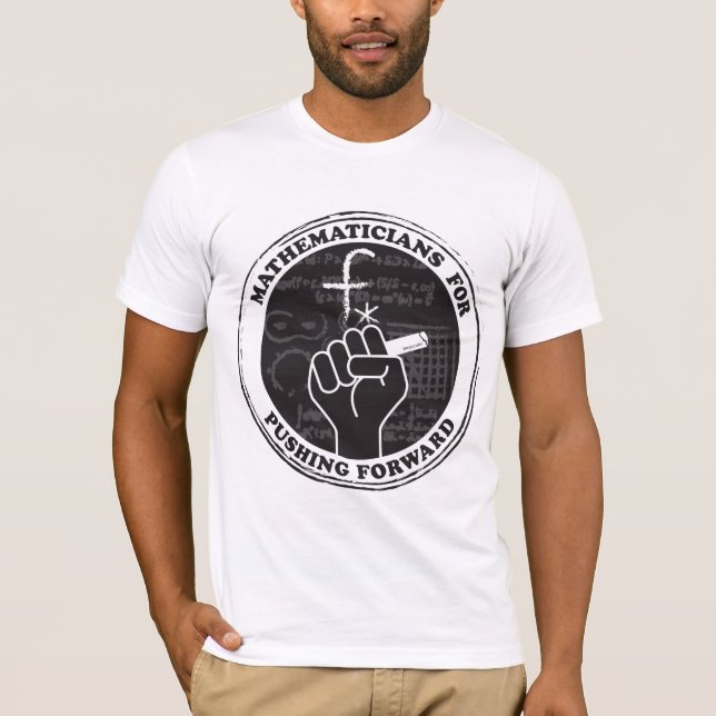 T-shirt Les mathématiciens qui poussent vers l'avant les T (Devant)