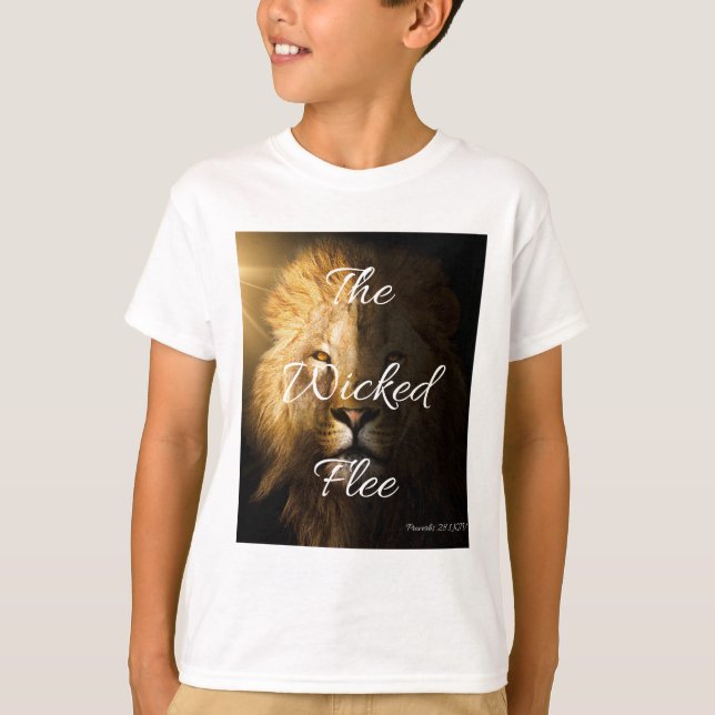 T-shirt Les méchants fuient les proverbes 28:1 KJV Boy's (Devant)