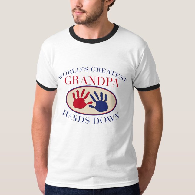 T-shirt Les meilleures mains de grand-papa vers le bas (Devant)